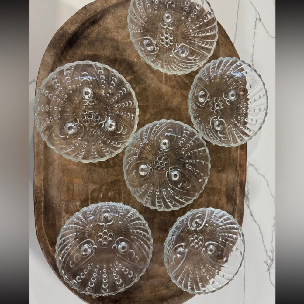 Clear Candy dish set of 6 vintage
